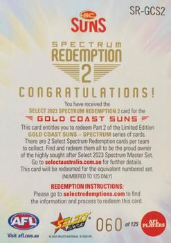 2023 Select AFL Footy Stars - Spectrum Redemption #SRGCS2 Gold Coast Suns 2 Back